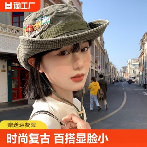 渔夫帽女夏季遮阳防晒西部牛仔帽子户外登山帽太阳帽超大好看帽沿