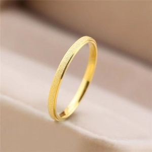 素圈磨砂金色食指戒指女韩版钛钢不掉色时尚个性ins情侣礼物小指