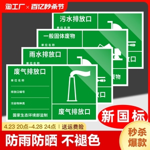 废气排放口标识牌源危废环保标志牌排气筒标示牌污水雨水废弃铝板标志贴纸警示牌指示警告废物编号危险室外