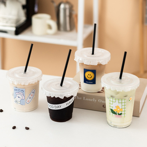 咖啡奶茶杯子一次性带盖胖胖塑料商用自制pet冷饮冰粉饮料打包杯