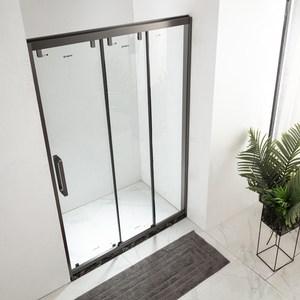 三联动推拉门浴室玻璃隔断淋浴房极简窄边枪灰带缓冲一固二活