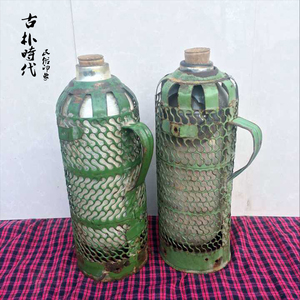 民俗怀旧老物件老式暖水瓶老保温水瓶壶绿老铁皮暖壶道具老货旧货