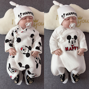 日本新生婴儿连体衣春秋夏季衣服刚出生的宝宝纯棉初生和尚服哈衣