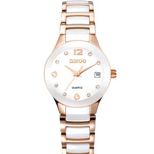 雷格斯(ragesi)手表女表陶瓷女士时尚防水百搭日历石英表女83003