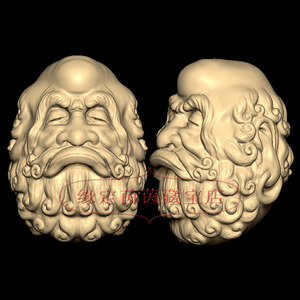佛头三维立体圆雕图图纸stl达摩头核雕四轴雕刻机3d模型1069