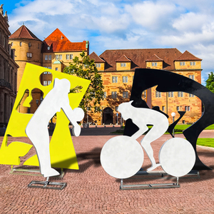 付款淘宝不锈钢运动人物雕塑小区花园商场铁艺自行车校园文化装饰摆件