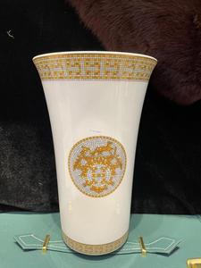 金色欧英式陶瓷花瓶 H家金格马赛克喇叭口鲜花插客厅摆件乔迁礼品