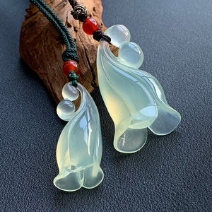 岫玉兰花冰种吊坠岫岩玉花开富贵玉坠女简约气质百搭天然玉石挂坠