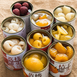 果家人水果罐头混合装整箱糖水黄桃荔枝杨梅菠萝枇杷红毛丹312g罐