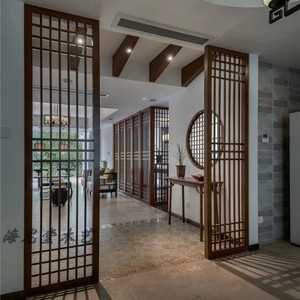 制新中式禅意境实木花格镂空仿古门窗隔扇屏风隔断背景墙日式移门