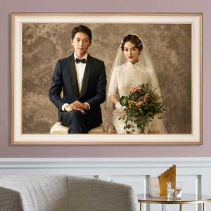 婚纱照精修相框挂墙卧室放大定制60寸48加洗结婚照片打印冲洗制作