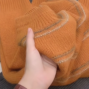 欧货重磅秋冬季新款女装2024高级感大版橙色针织毛衣小众穿搭上衣