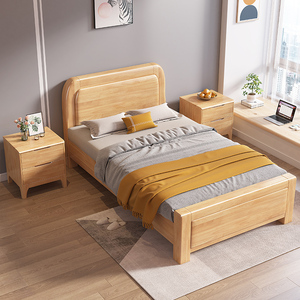 全实木小床单人床一米1.2米1.35m原木加厚小户型小孩青少年儿童床