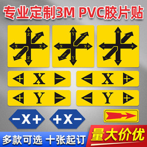 3M PVC胶片贴XYZ轴移动方向标示牌机械设备机床电气机器前进后退箭头电源开关按钮启动紧急停止松紧旋转标识