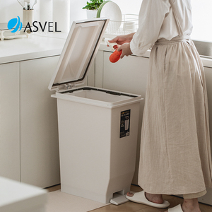 日本进口ASVEL厨房垃圾桶大容量家用夹缝客厅脚踏式卫生间卫生桶