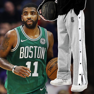 欧文nba篮球训练出场裤cba排扣裤男跑步宽松运动全开扣秒脱纽扣裤