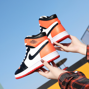 秋冬新款真皮女鞋韩版学生时尚系带运动鞋aj加绒勾勾空军鞋嘻哈潮