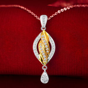 18k金钻石项链玫瑰金浴火凤凰钻石吊坠送女友时尚群镶定制铂