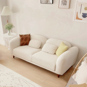 小户型简约北欧客厅奶油色布艺公寓租房卧室网红双人沙发26人付款880