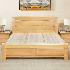 工厂直销全实木榉木床1.8米简约现代双人床原木1.5米主卧榉木家具