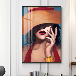 现代轻奢人像挂画客厅装饰画沙发背景墙简约美女头像墙面装饰壁画