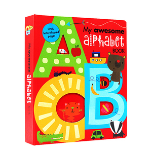 进口正版 My Awesome Alphabet Book 英文原版绘本 幼儿童26个字母单词启蒙镂空异形纸板书3D立体字母认知英语启蒙书数字书同款