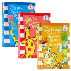 进口英文原版正版 苏斯博士系列 6合1精装3册合售Big Orange Book of Beginner Books Dr. Seuss初学者橙红蓝色大书英语启蒙图画书