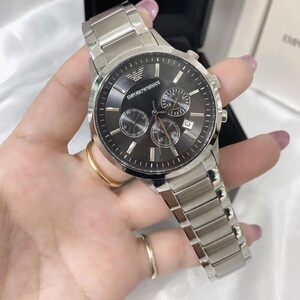 armani阿玛尼商务运动男表银色时尚钢带防水石英表男士手表ar2434