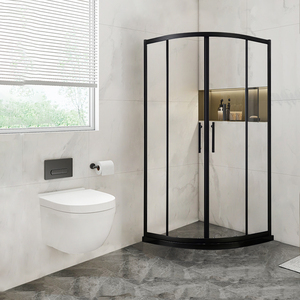 箭牌淋浴房黑色简易卫生间干湿分离隔断半圆洗澡间弧形整体沐浴房