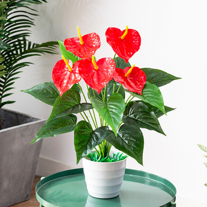 红掌仿真花盆栽套装塑料花假花室内客厅落地装饰仿真植物盆栽摆件