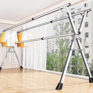 折叠晾衣架落地室内家用阳台卧室不锈钢室外凉伸缩杆式晒被子神器