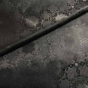 黑色牡丹相纹暗纹织锦缎尼龙布料口金包衣服面料复古黑旗袍