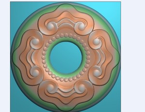 圆形仿古祥云挂件牌子平安扣吉祥云圆牌精雕图浮雕灰度电脑雕刻图