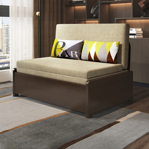 书房小沙发床1米宽可折叠单人两用多功能抽拉床伸缩小户型实木1.2