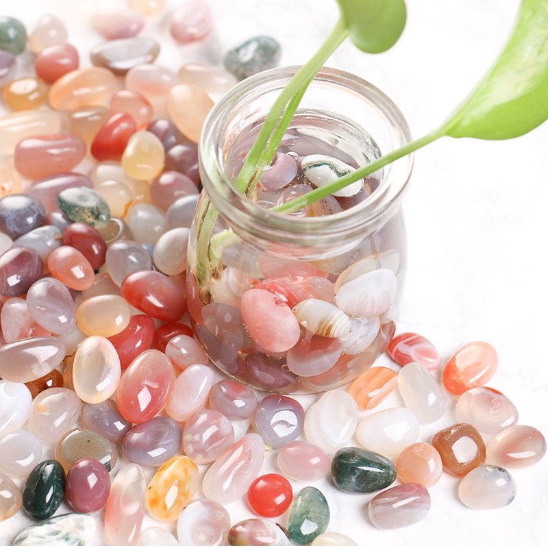 儿童玩具五彩石头雨花石原石彩色小石子天然花盆装饰鹅软石造景石