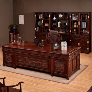 中式红木办公桌老板书桌组合非洲实木办公室家具东非酸枝木大班台