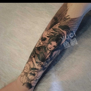 日式花臂纹身贴男