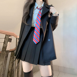 狐兔jk原创制服风衣外套2022年新款女秋冬中长款小个子校供感大衣