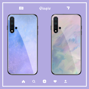 适用华为nova5/5i/5pro/5ipro磨砂钢化玻璃手机壳nova4/4e/nova2s/nova3/3i/3e硅胶保护套ins冷淡风渐变色彩