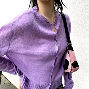 guizio 宋茜jennie同款上衣紫色针织开衫防晒衣