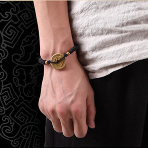 西泠印社盗墓笔记周边黄铜复古阿宁老九门铜钱编织绳手链盒装饰品