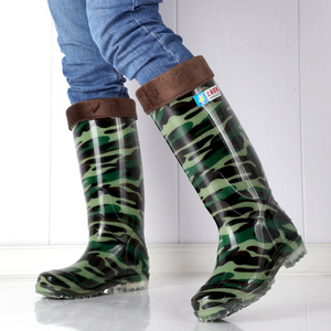 回力秋冬迷彩雨鞋男士高筒加绒中筒雨靴长筒胶鞋防水防滑时尚保暖