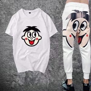 旺仔紧身衣旺旺同款牛奶衣服社会男女套装精神小伙套装男装社会