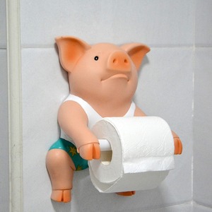 纸巾架创意壁挂卡通小猪客厅卫生间厕所摆件浴室厨房卷纸筒免打孔