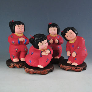 【红泥坊】天津泥人张彩塑梦娃娃可爱泥塑泥人娃娃摆件开会会议礼