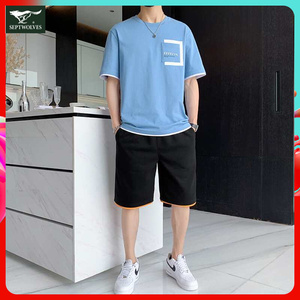 七匹狼夏季男士休闲运动套装纯棉半袖圆领搭配男装夏装帅气一套衣