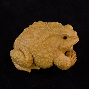 正宗黄杨木招财金蟾摆件小号客厅装饰实木雕刻中式家居客厅工艺品