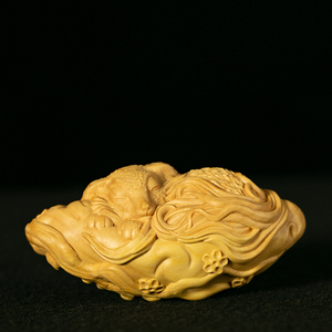 小叶黄杨木雕刻创意文玩手把件盘玩女随身挂饰九尾狐手玩把件挂件