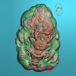 龙精雕图jdp灰度图bmp浮雕图玉雕瑞兽猛盘龙盘生肖 蛟龙戏珠11565