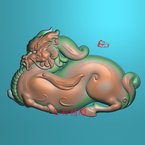 麒麟精雕图jdp灰度图bmp浮雕图玉雕独角瑞兽猛龙九子貔貅狻猊9754